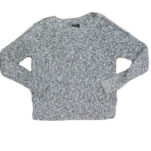 Abercrombie and Fitch women's Blue marled crochet knit crew neck ‎ sweater L